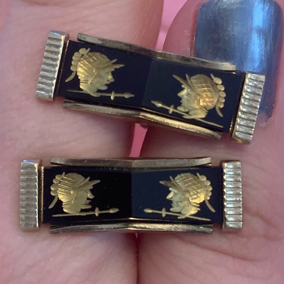 Anson Vintage Cameo Tie Bar & Cuff Links 12k Gf - Picture 3 of 7